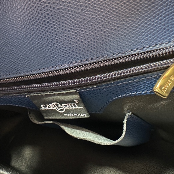 Angelo Carbotti Italian leather satchel handbag Red Gold Blue Crossbody 35cm - Picture 6 of 14